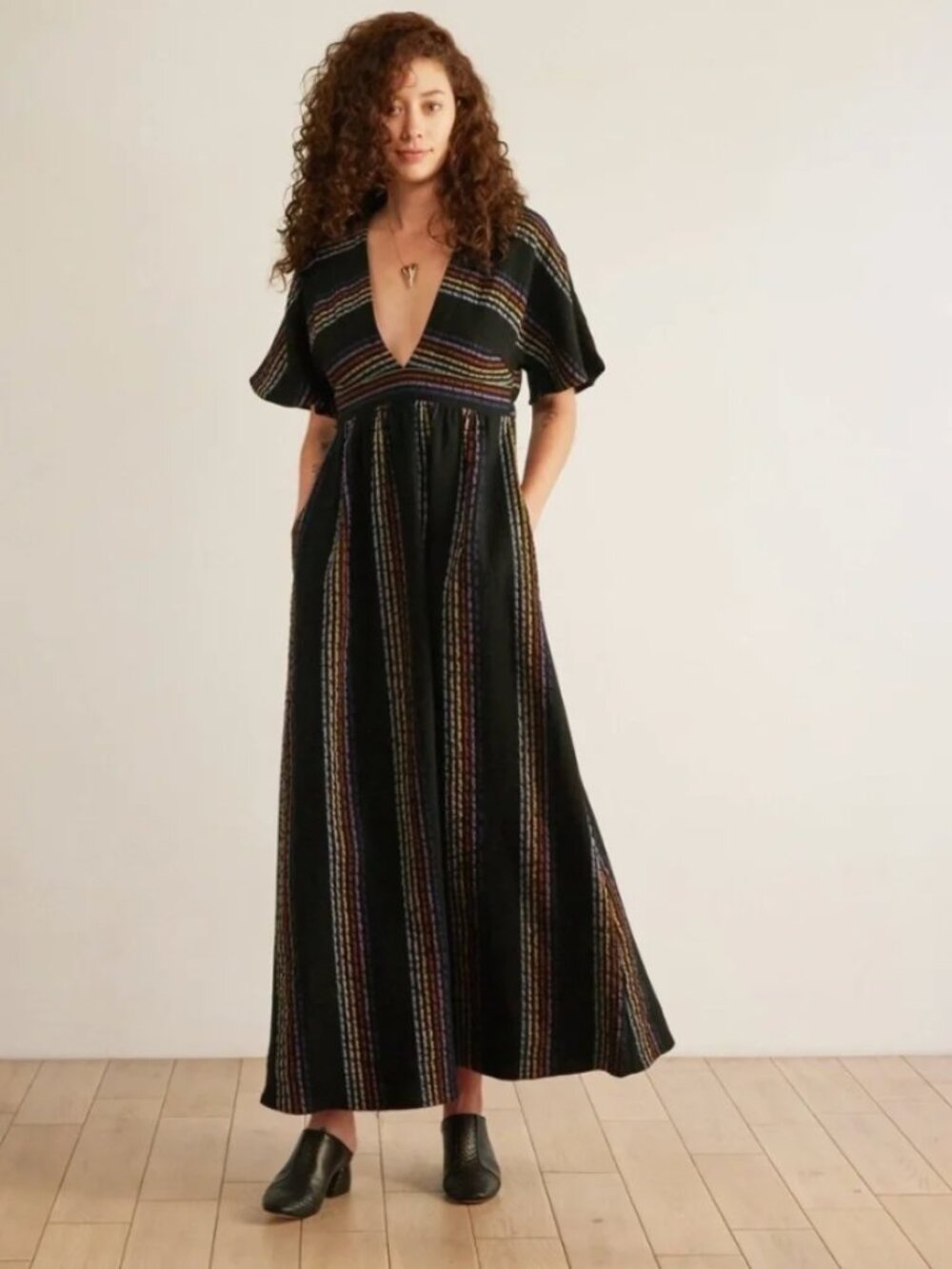 The Odells Anthropologie Sienna Dress in Cape Town Black Size Medium Petite MP